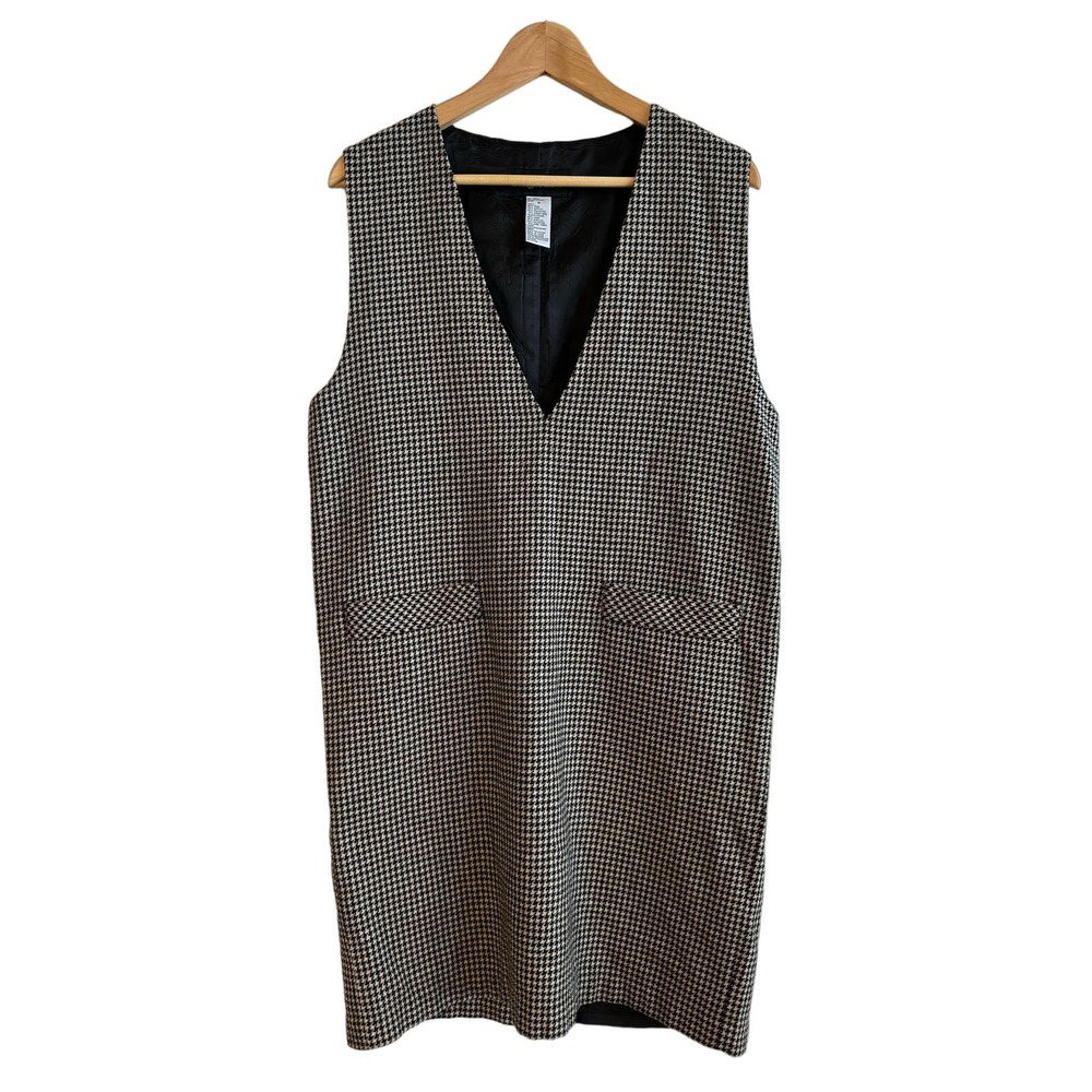 Sag Harbor VTG wool blend pinafore dress midi houndstooth 8